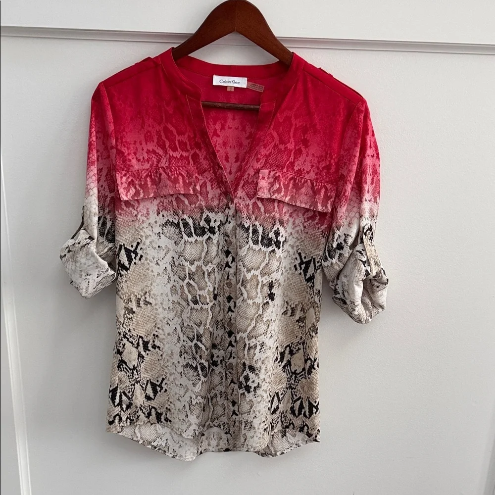Calvin Klein Pink & Cream Ombre Snake-Print Blouse• EUC ore-owned condition - Picture 15 of 15